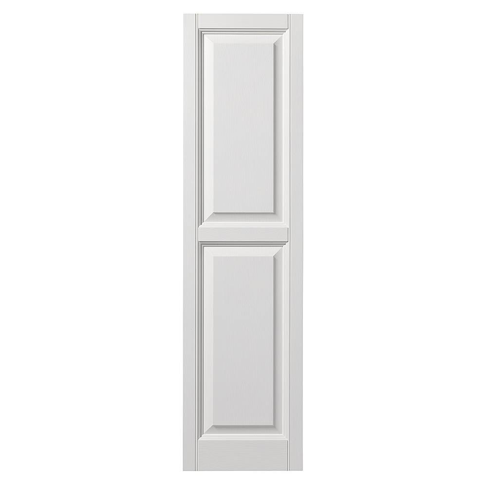 15 in. x 63 in. Raised Panel Polypropylene Shutters Pair in White K7361