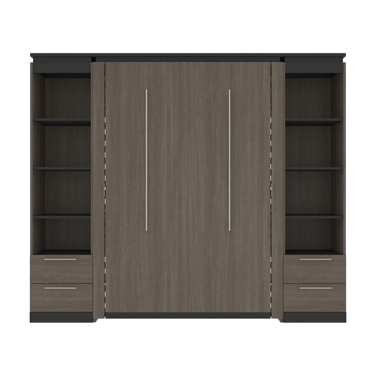 98" Full Murphy Bed and 2 Bookcases with Drawers in Bark Gray U115673