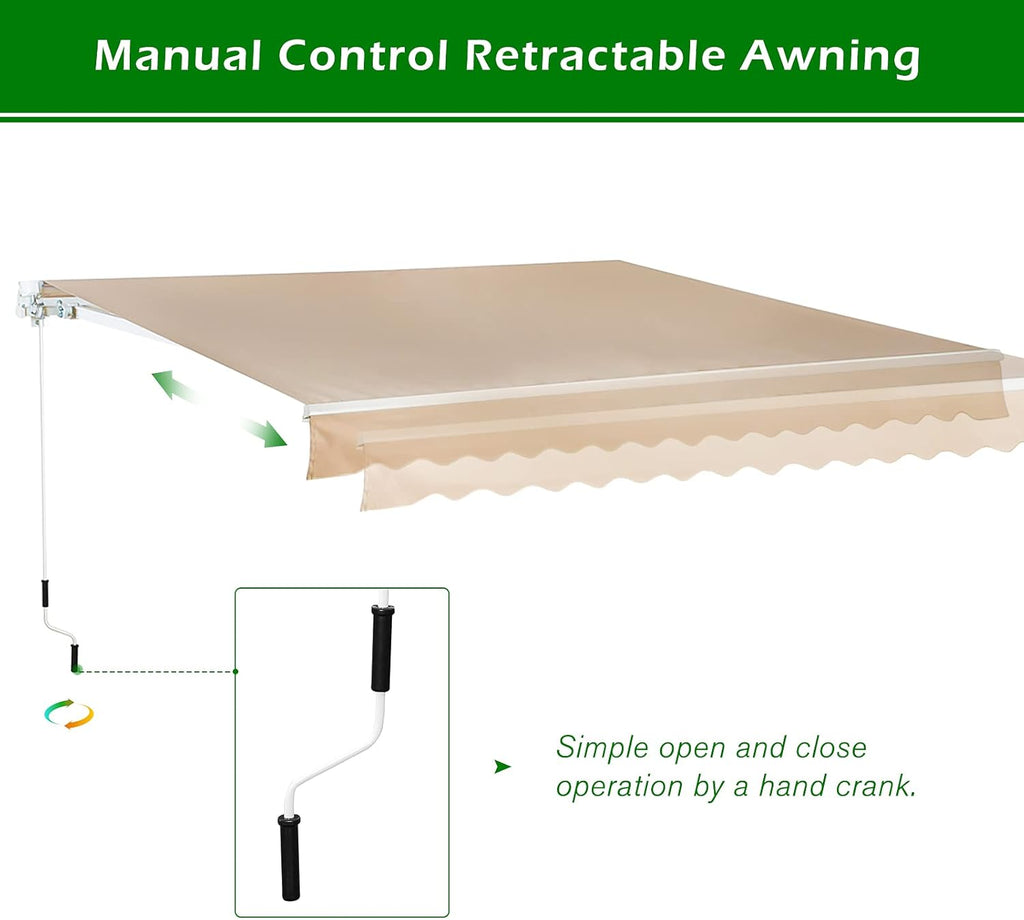 Beige Retractable Patio Awning X209667