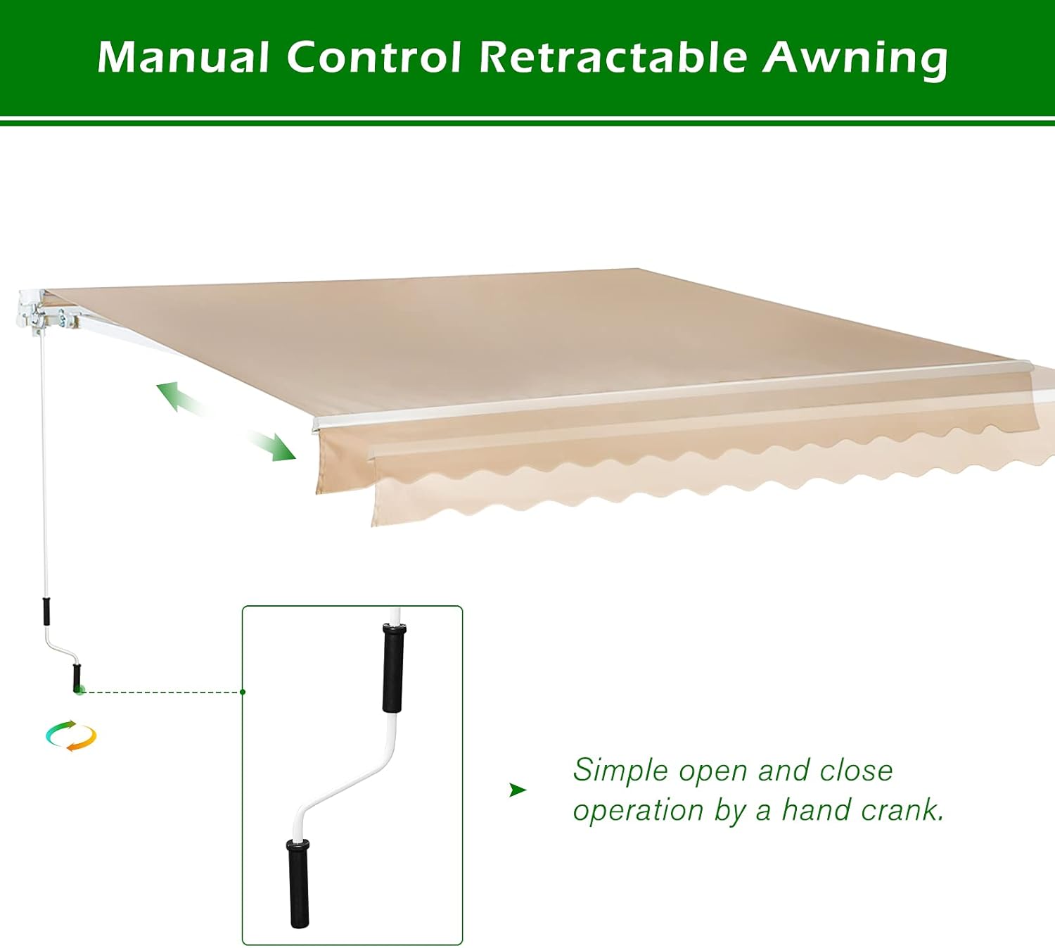 Beige Retractable Patio Awning X209667