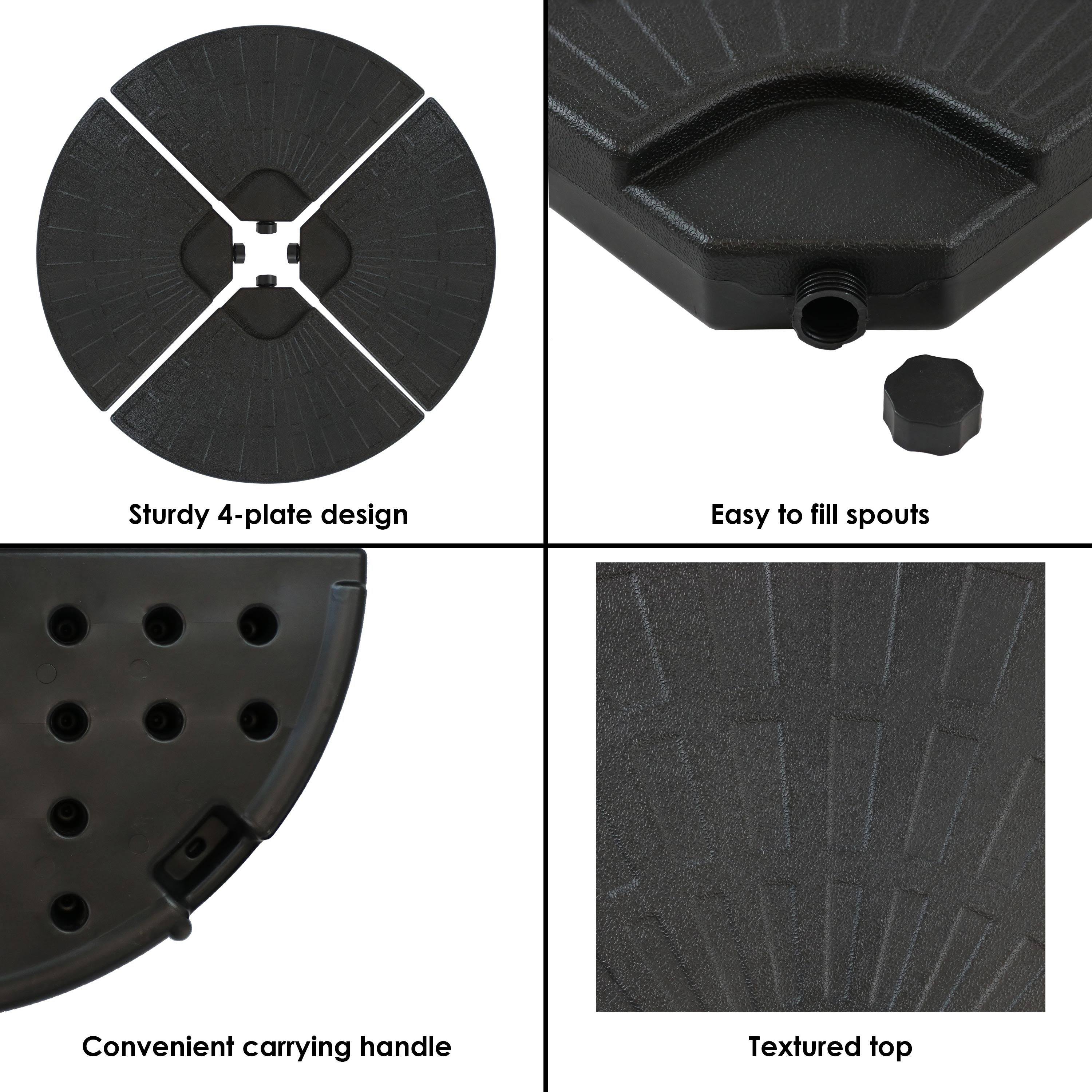 Black Cantilever Patio Umbrella Base Plate 4 Pk N377