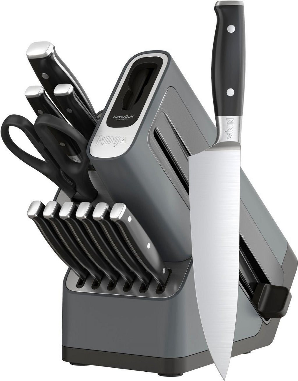 12 Piece German Stainless Steel Knife Block Set with Built-in Sharpener, Black V552744