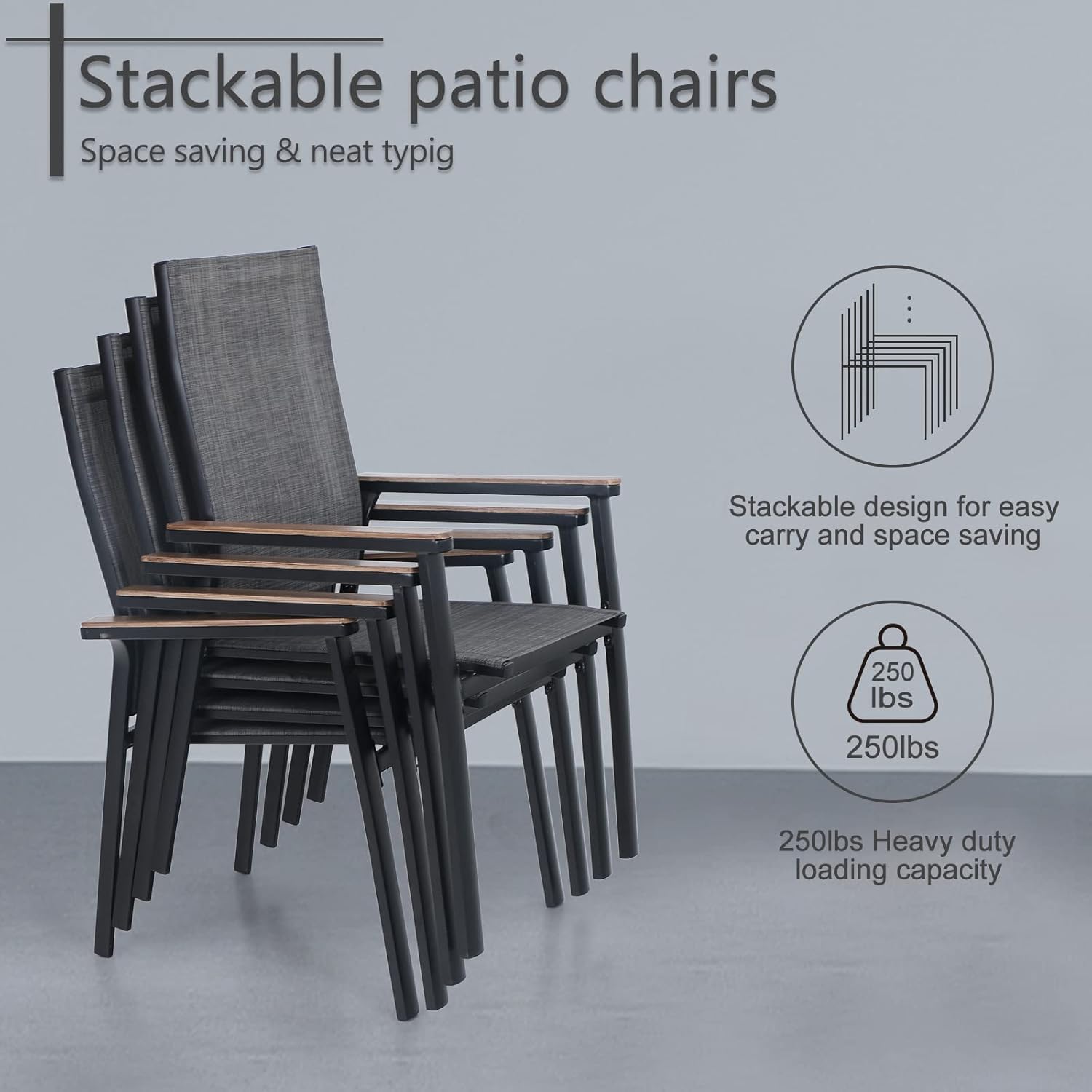 7 Piece Aluminium Patio Dining Set with Stackable Chairs K11609