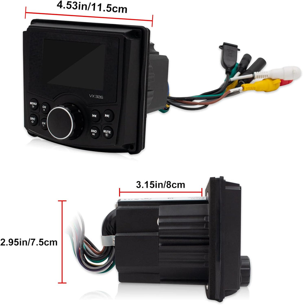 Marine Stereo Bluetooth Waterproof Digital Media Receiver with AM/FM, USB, MP3 Q637