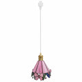 Pink Butterfly Brass Finished Stained Glass Pendant Light L37226