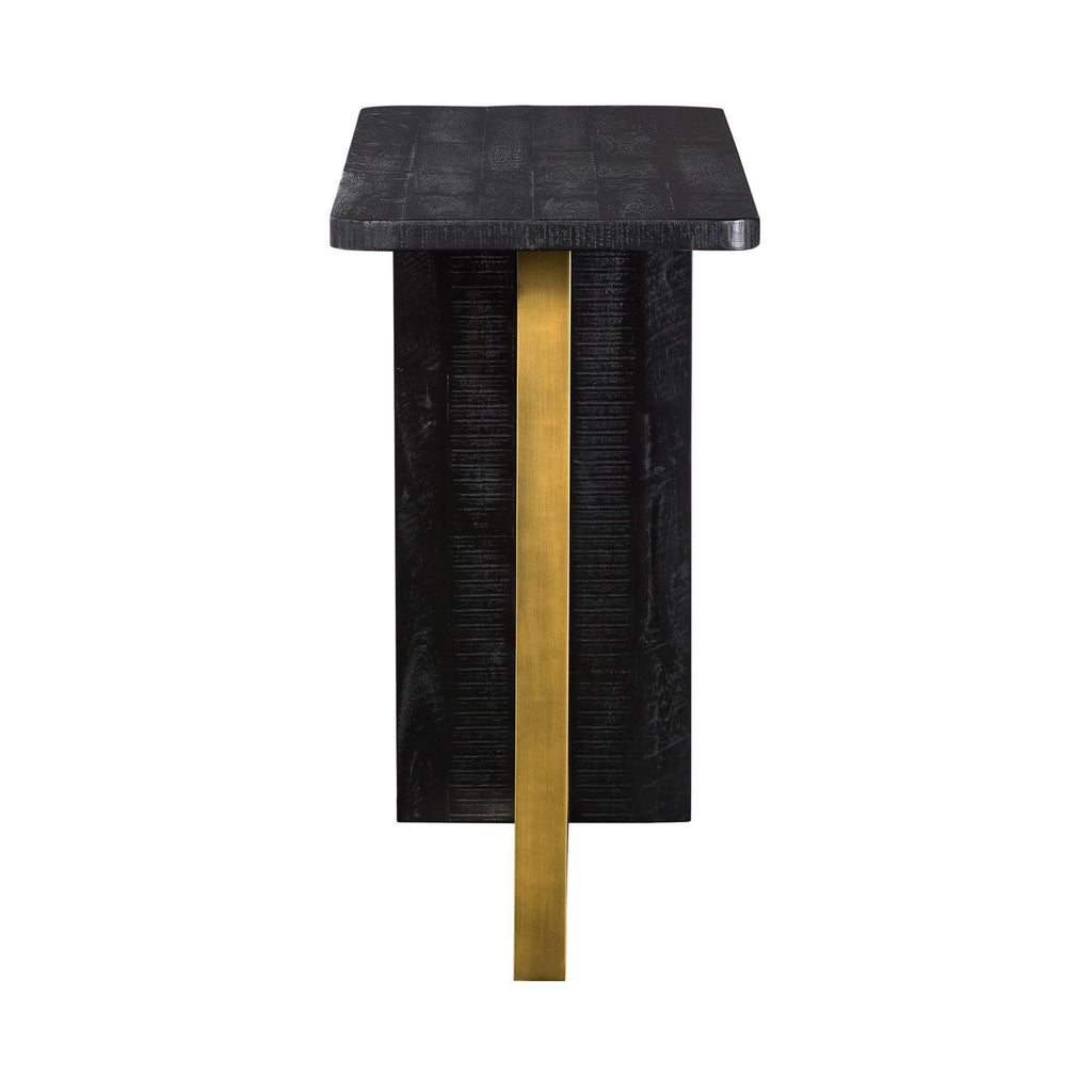Black Wood Console Table with Antique Brass Accent Z3781