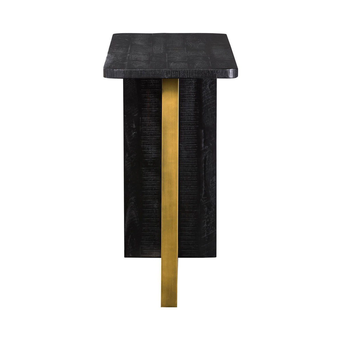 Black Wood Console Table with Antique Brass Accent Z3781
