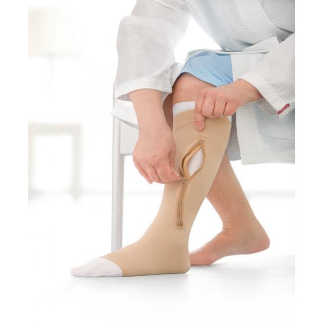Beige XX-Large Right Compression Stocking with Zipper Y709805