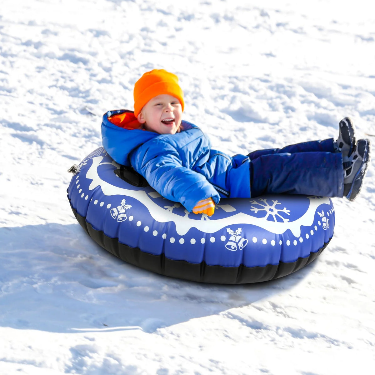 Blue 47 Inch Inflatable Snow Sled with Handles C692