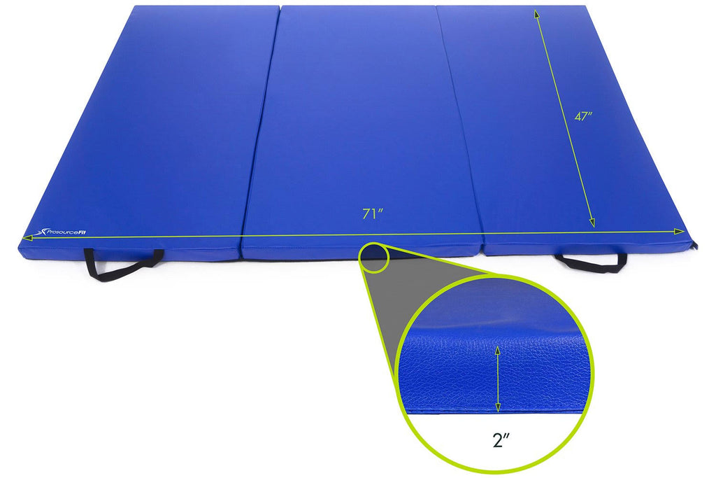 Black Tri-Fold Exercise Mat with Carrying Handles E230