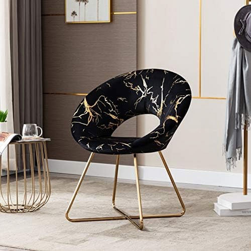 Khaki Velvet Accent Arm Chair with Golden Metal Frame Legs E2332