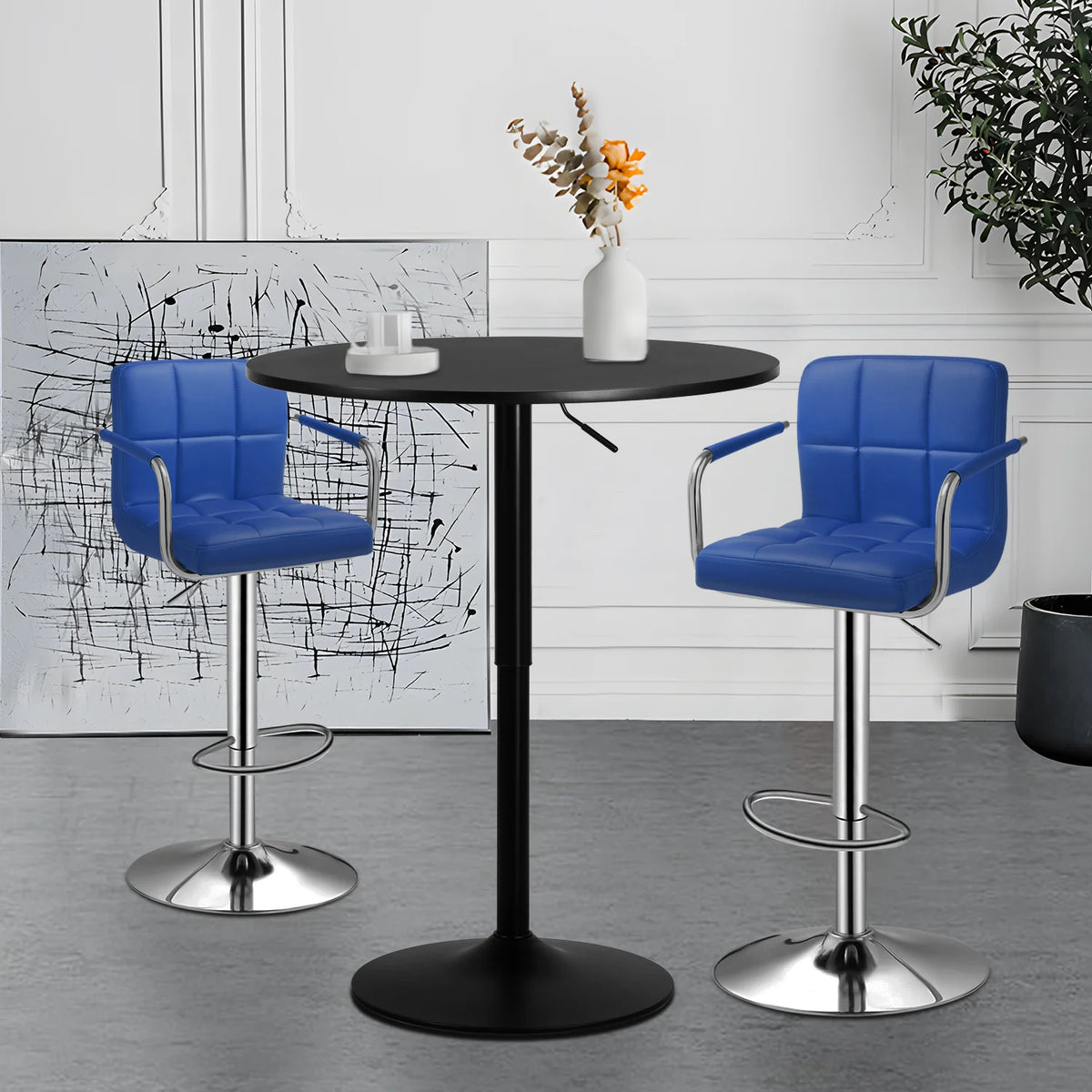 Set of 3 Bar Dining and Chair Set with PU Leather Chair H31146