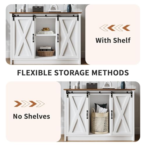 Coffee Bar Cabinet with Sliding Barn Doors, 42” Sideboard Buffet Cabinet with Storage, Espresso X99603
