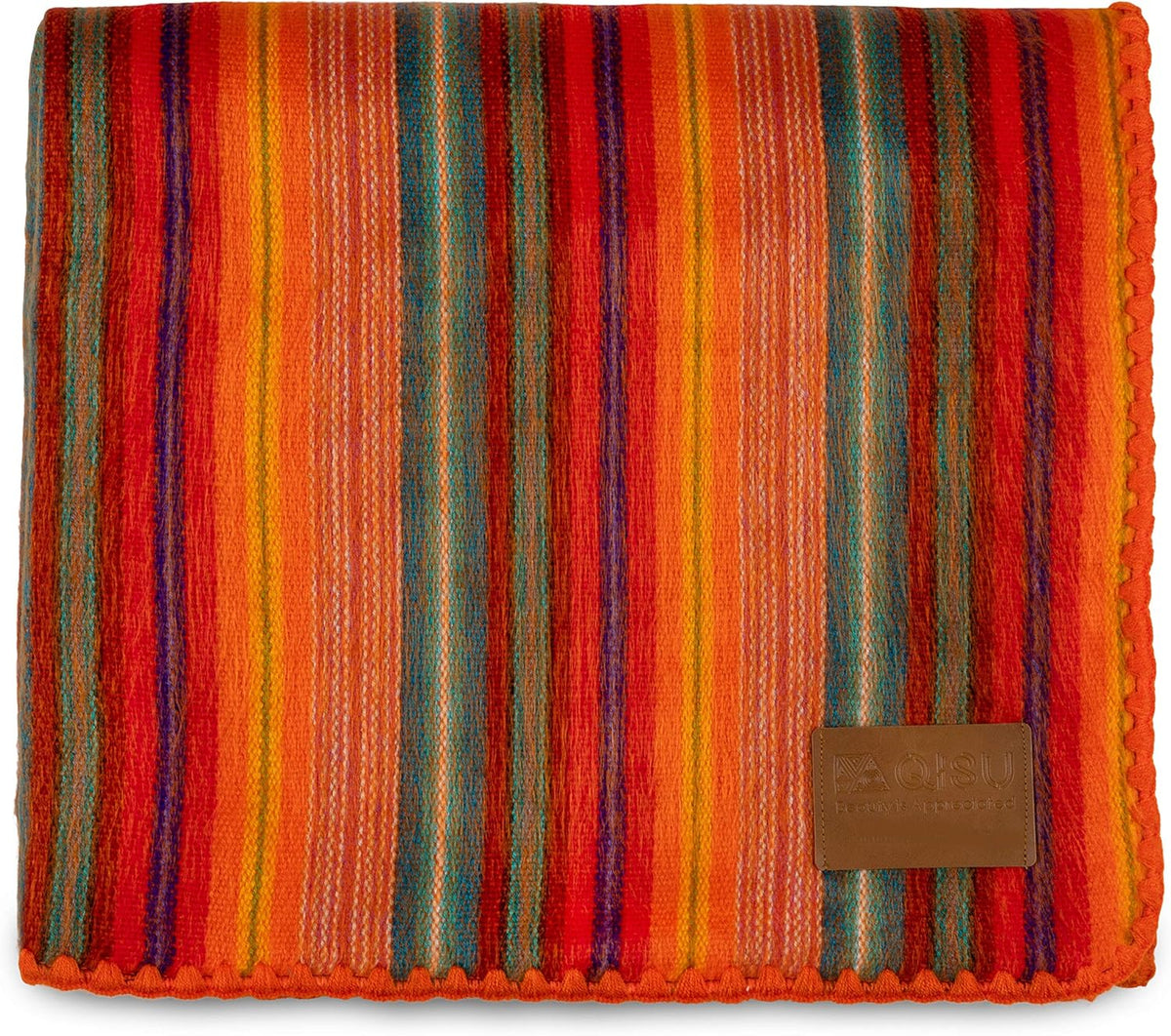 Alpaca Wool Blanket Throw, 85 x 65 inches, Turquoise Sea Foam Variegated Q4187