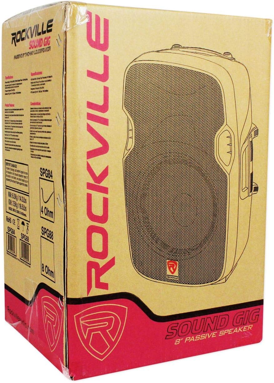 8 Passive 800W DJ PA Speakers 4 Ohm Stands Cables Case V673