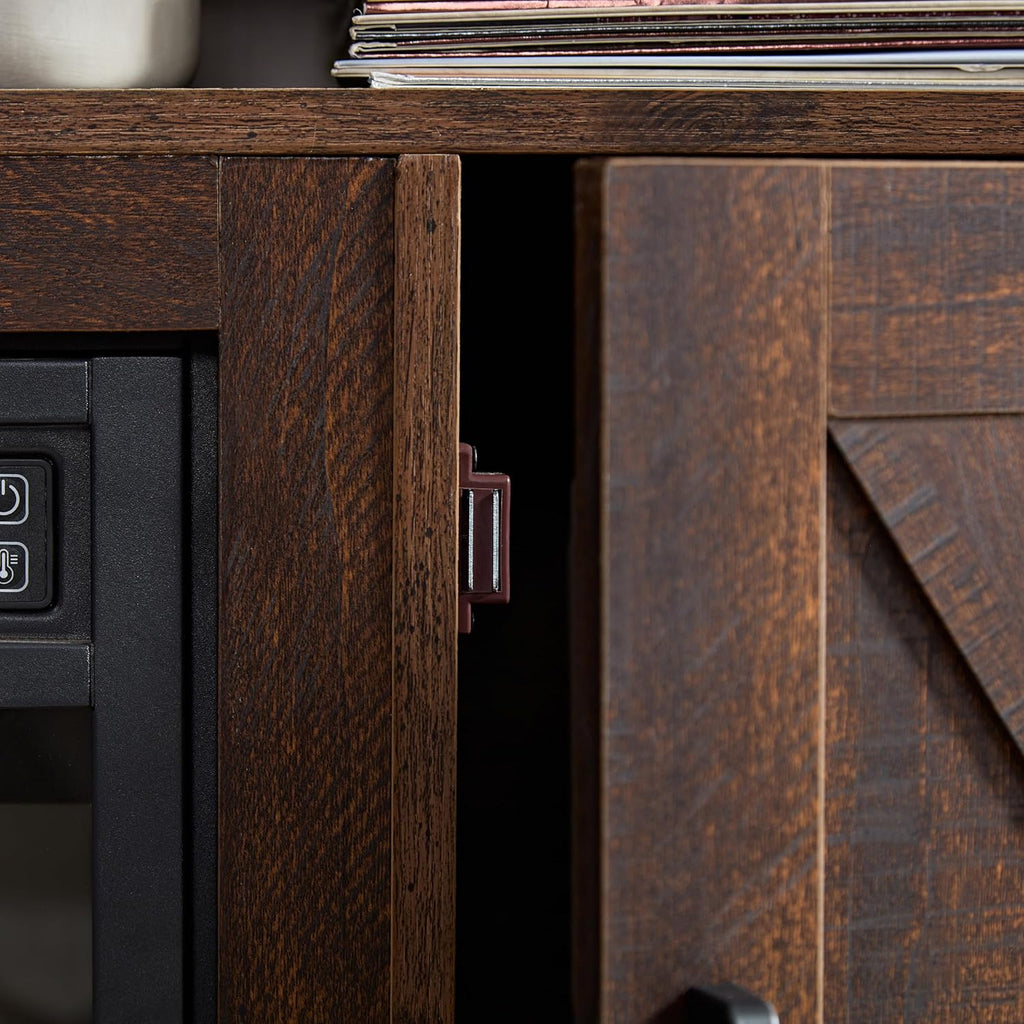 Farmhouse TV Media Stand with Fireplace Insert, Espresso Y3169