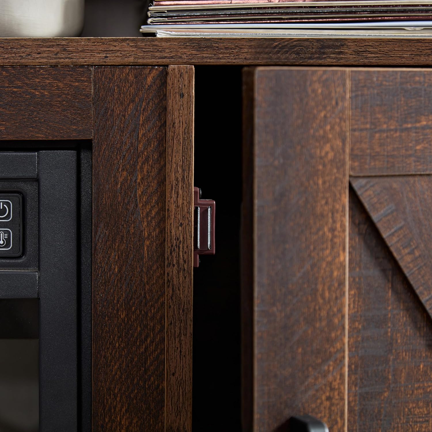 Farmhouse TV Media Stand with Fireplace Insert, Espresso Y3169