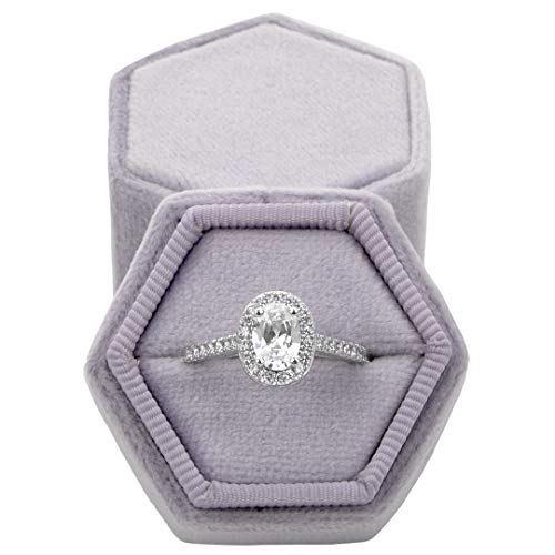 Lilac Velvet Hexagon Ring Box A967380