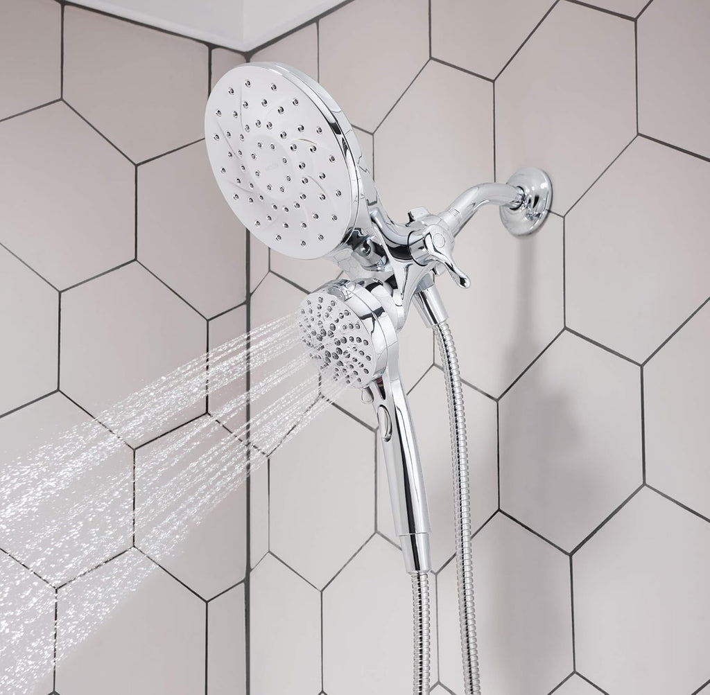 Chrome Handheld/Rain Shower Head and Six-Function Handheld Showerhead X73341