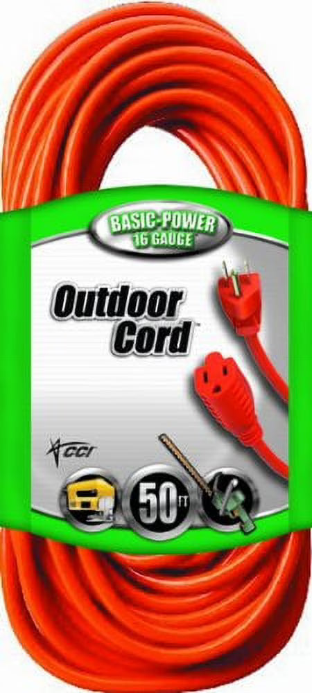 16/3 50' Orange Vinyl Outdoor Extension Cord M704