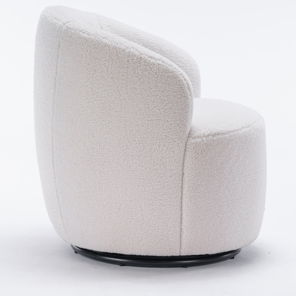 White Teddy Fabric Swivel Barrel Armchair P24443