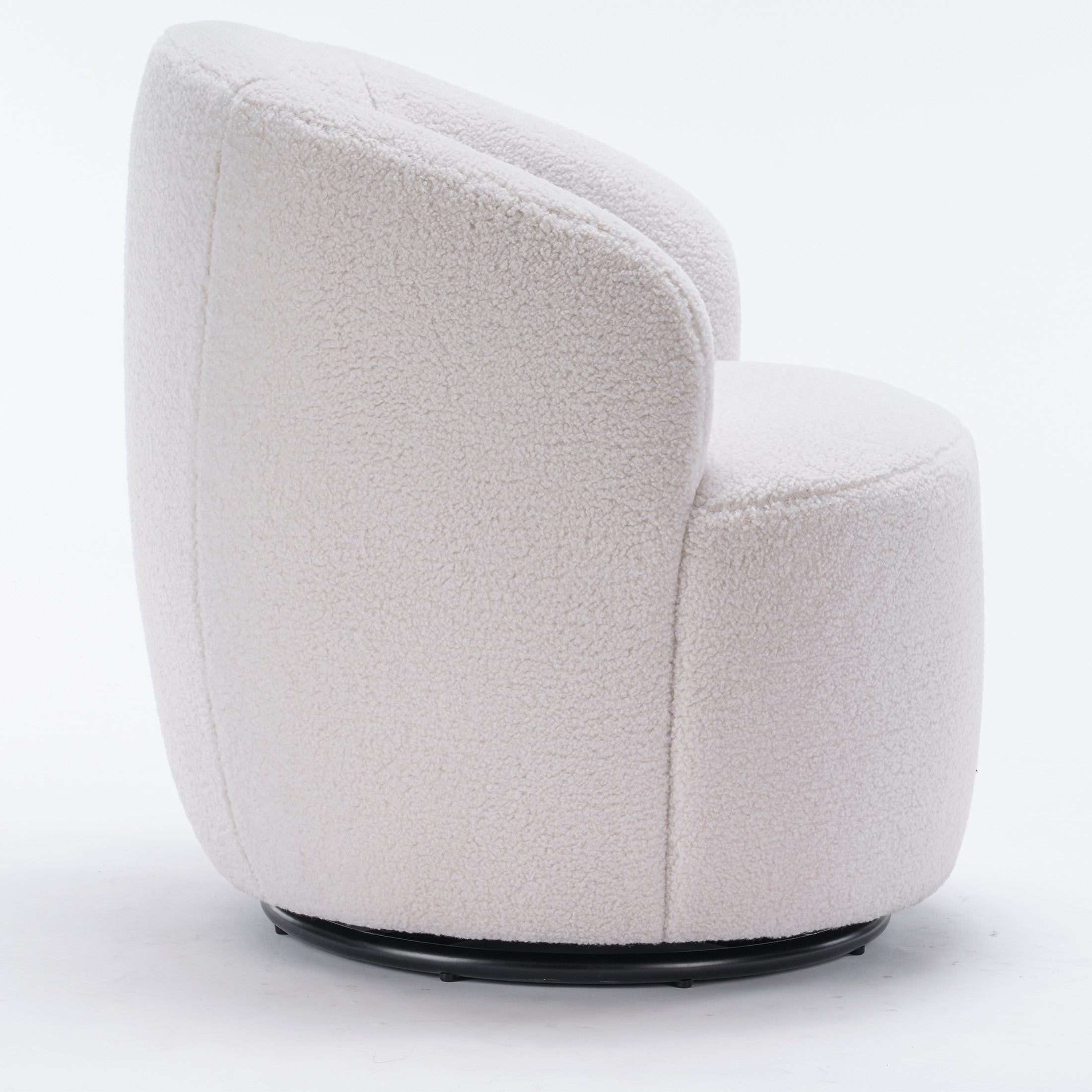 White Teddy Fabric Swivel Barrel Armchair P24443