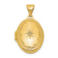 14K Yellow Gold Diamond Oval Locket Pendant W20632