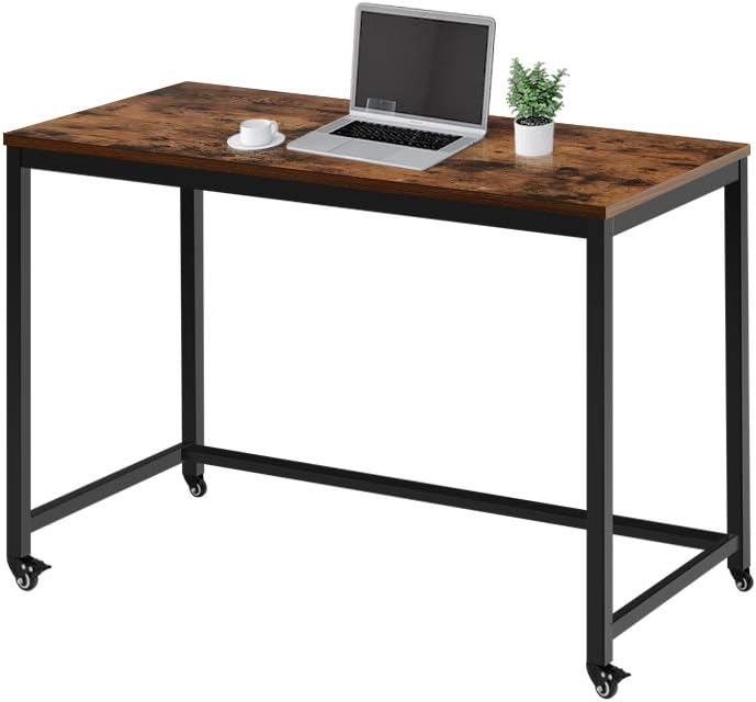 Walnut Desktop White Frame Folding Laptop Desk 39.4 Inch Pack of 2 R6795