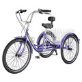 24"/26" Adult Tricycle Bike, 7 Speed 3-Wheel Bicycle, with Backrest & Shopping Basket L45425