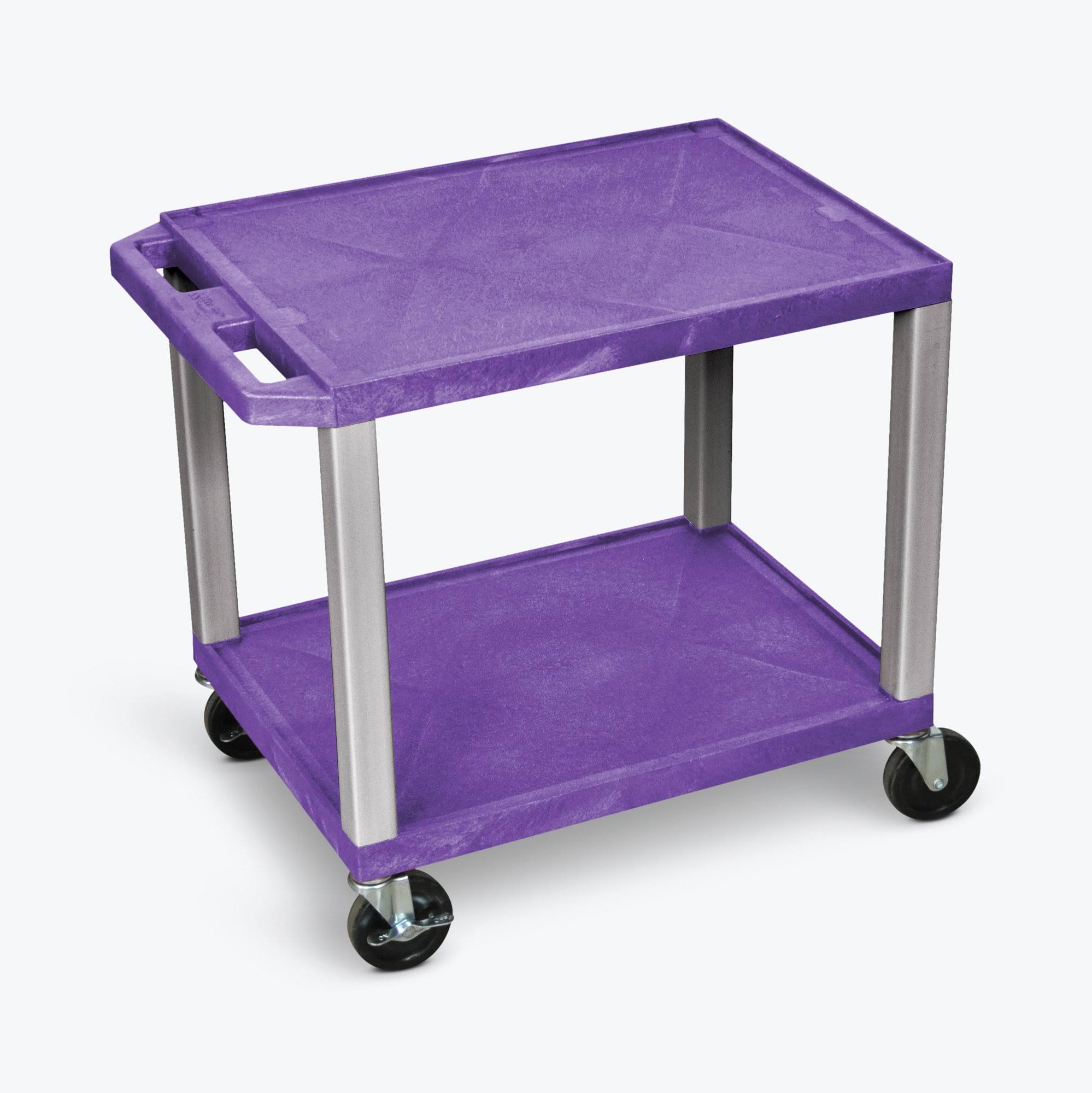 Purple 2 Shelf AV Cart with Nickel Legs G655866