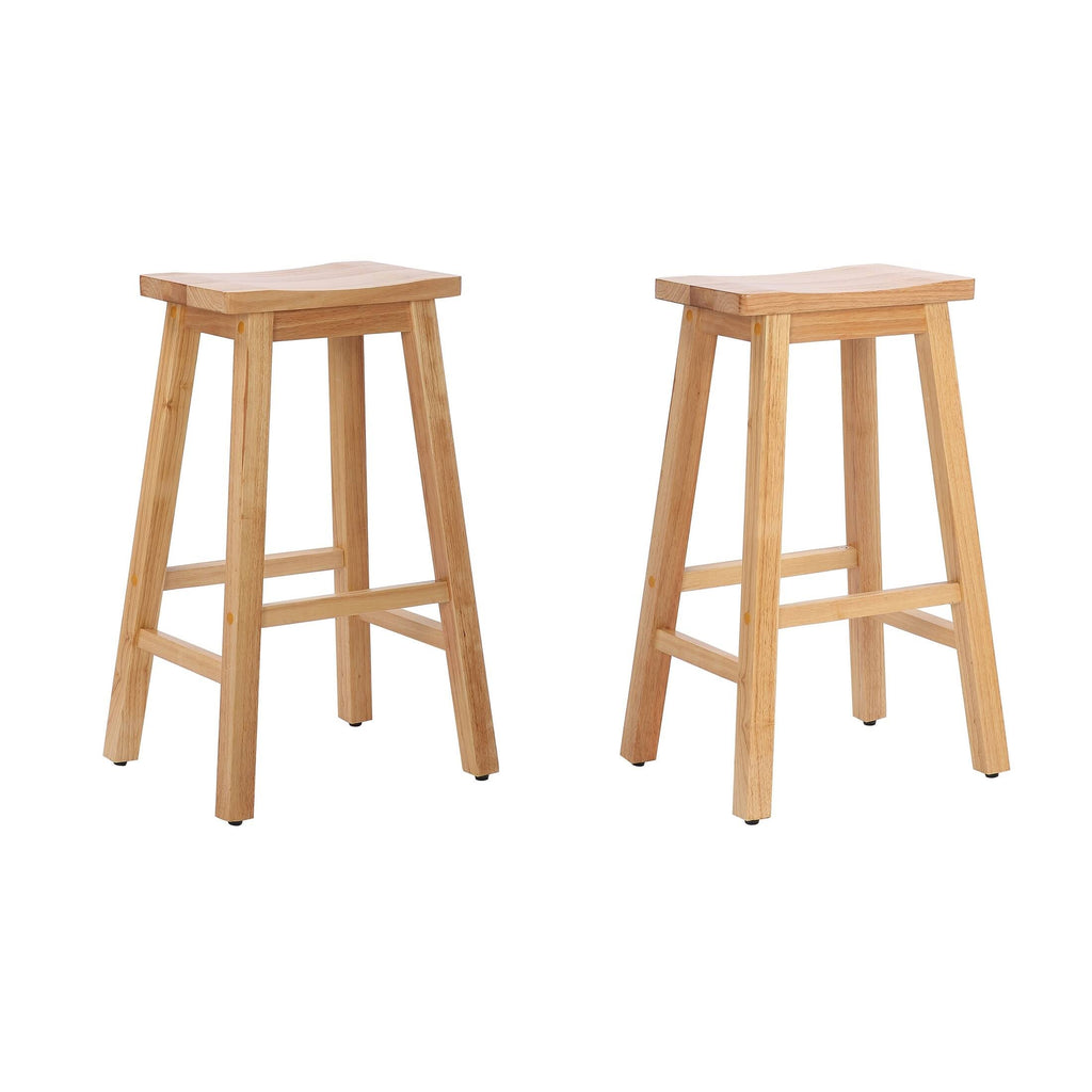 Solid Wood Saddle Counter Stool, Set of 2 V5964