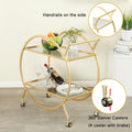 Gold Bar Cart with 2 Mirrored Glass Shelves W63857