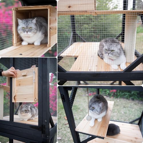 4 Tiers 70.9" H Catio Cat House Outdoor Enclosure with Removable Floor W53989