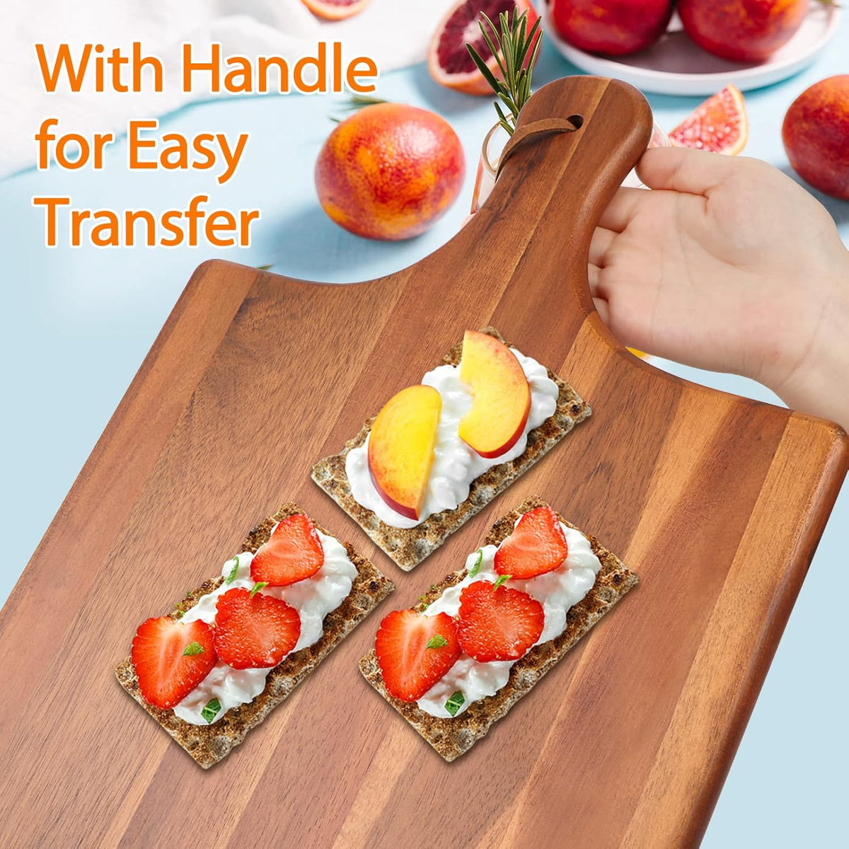 Acacia Wood Cutting Board with Handle 17"X11" Q61539