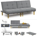 Comfy Convertible 2 Seater Futon Sofa Couch with USB Port Armless Adjustable Backrest I5828