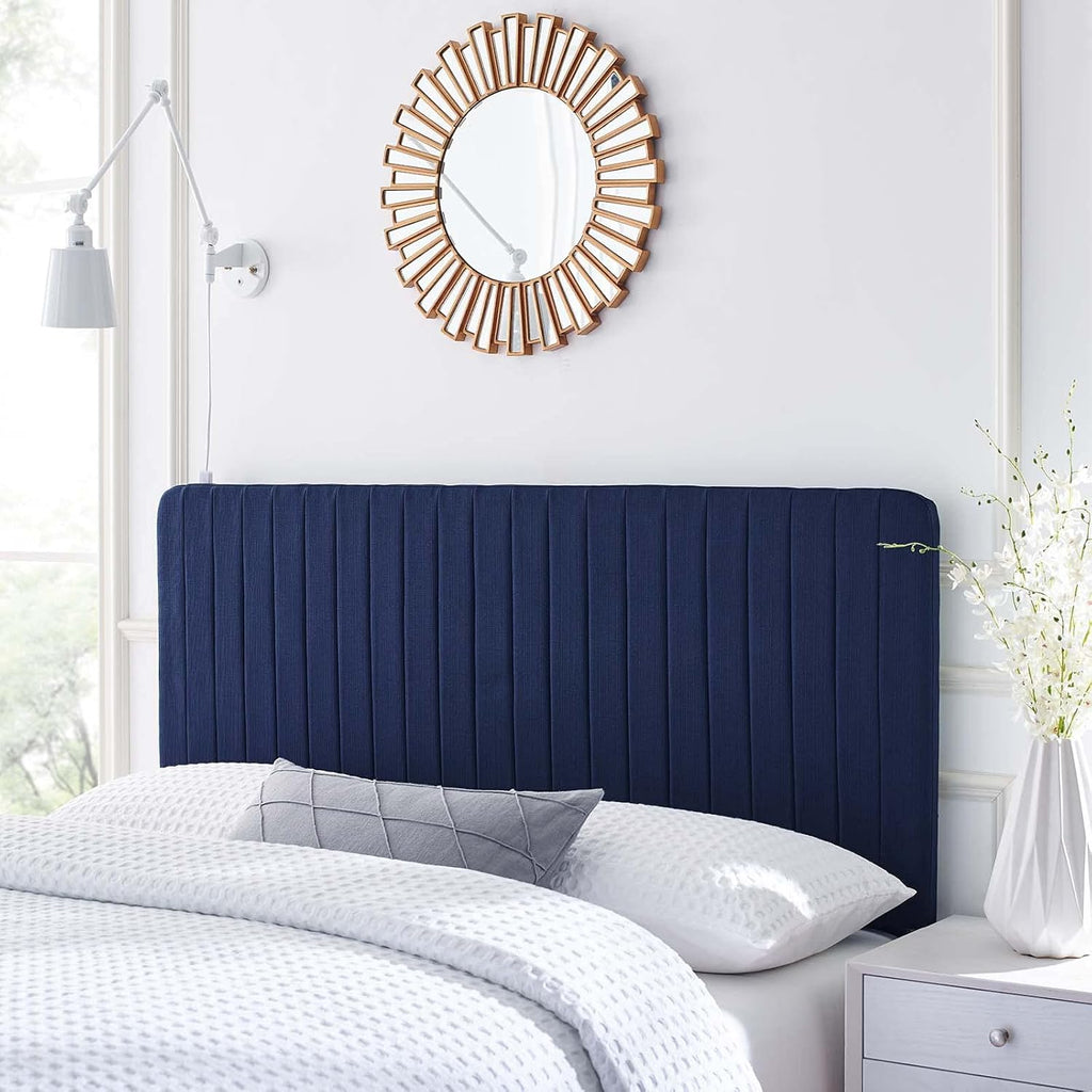 White Fabric Channel Tufted Headboard, King/California King M94921