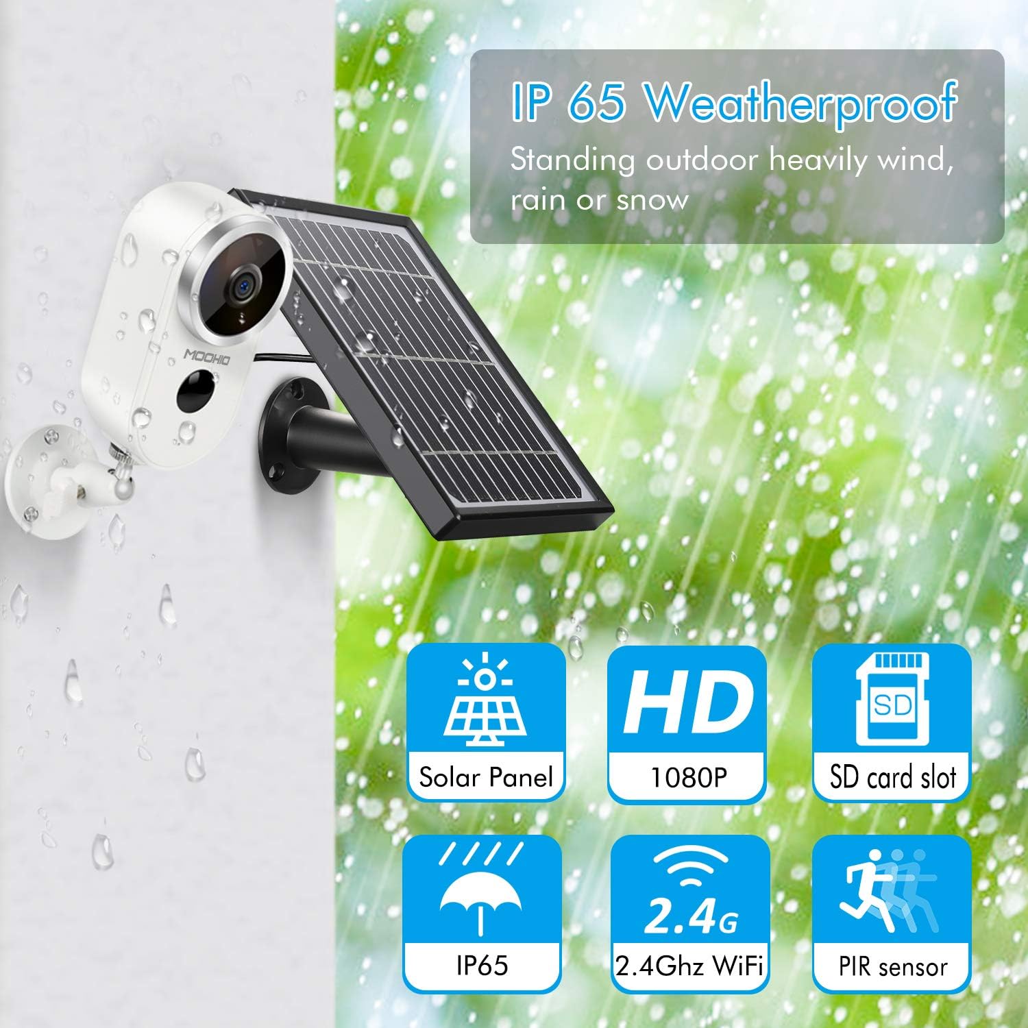 Outdoor Solar Security Camera Wireless 1080P Rechargeable Battery Powered WiFi Camera 2 Way Audio HD Video Wirefree IP Camera Motion Alarm Home Surveillance Camera System U194606