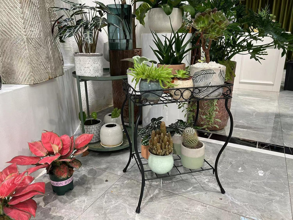 18.7'' Tall Rectangular Metal Plant Stand Black Q7464