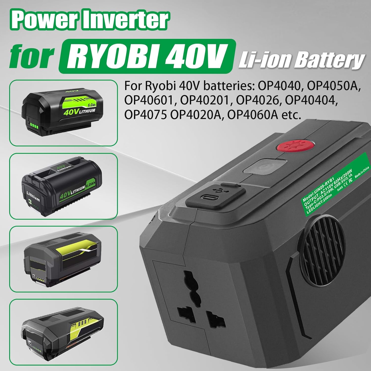 Portable Power Inverter Generator for 40V Lithium Battery X99946