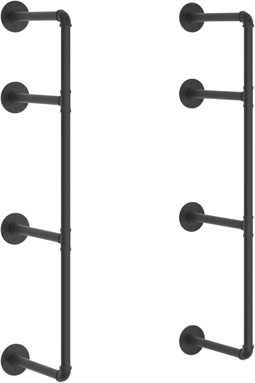 Industrial Wall Mount Iron Pipe Shelf Black 3 Tier X2 Z13265