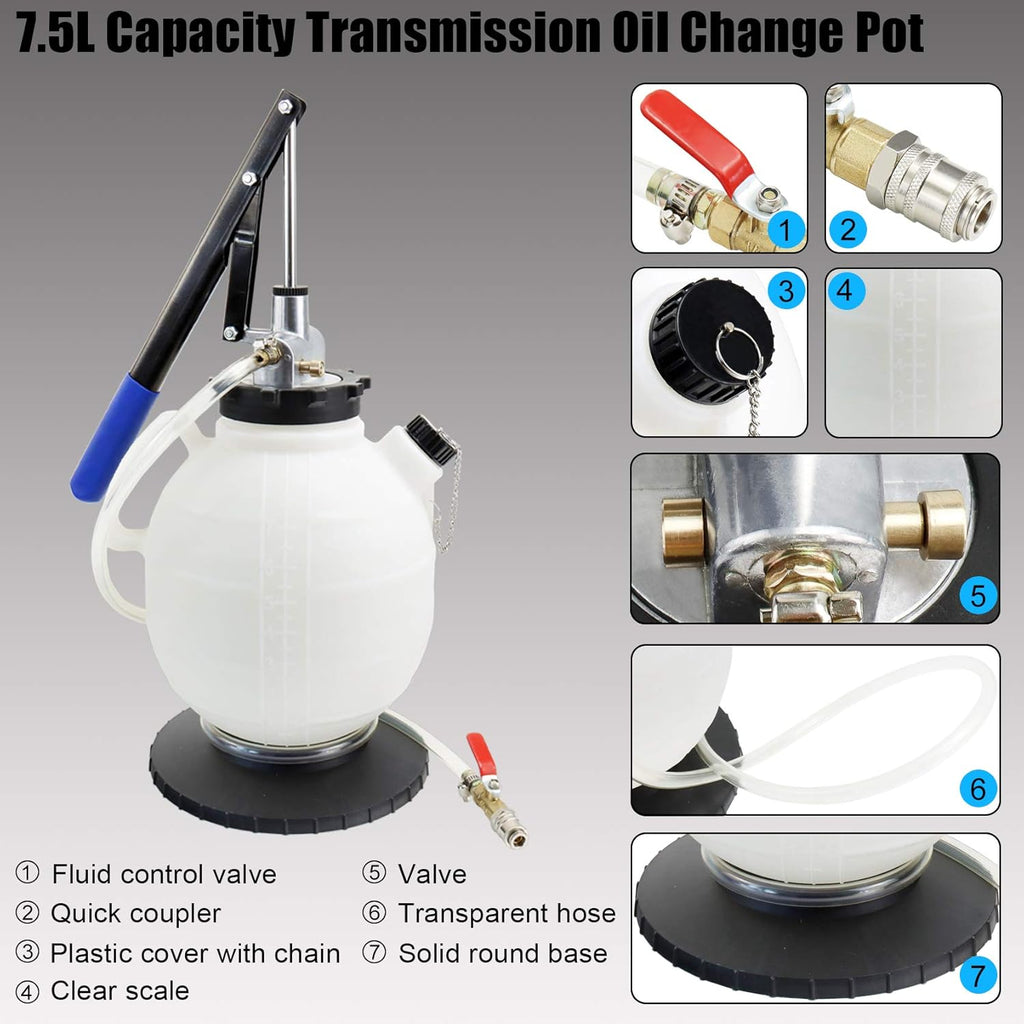7.5L Manual Automatic Transmission Fluid Refill Pump Set with 15PCS Adapters T9123