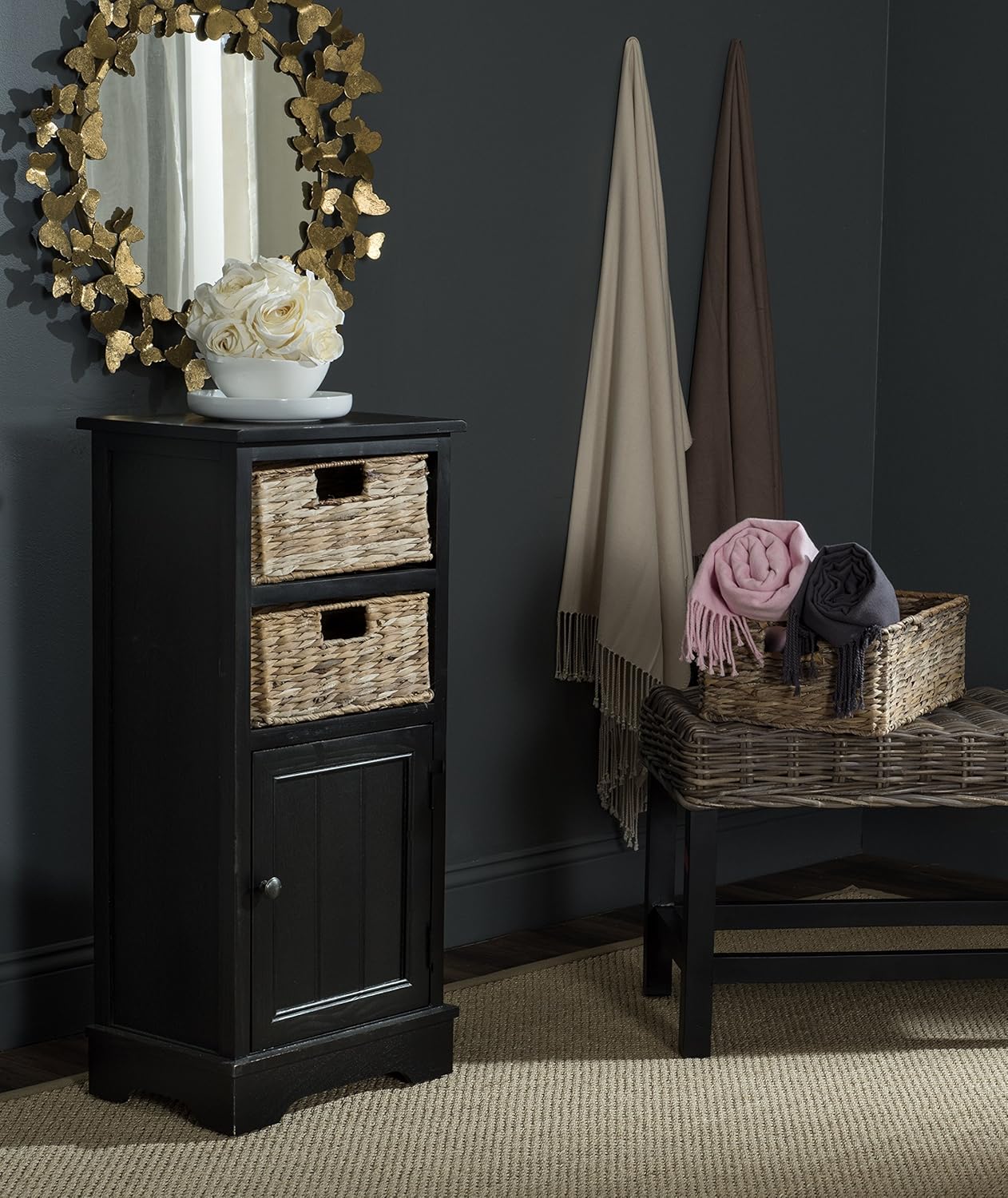 Distressed Black Cabinet L8290