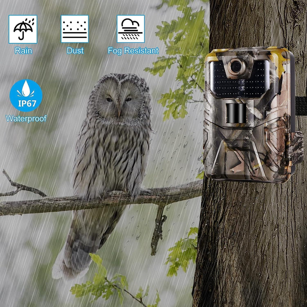 36MP 1520P Night Vision Motion Activated Hunting Camera IP67 Waterproof 120° 65FT 44pcs No Glow LEDs H479