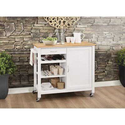 Natural & White Kitchen Cart F9522