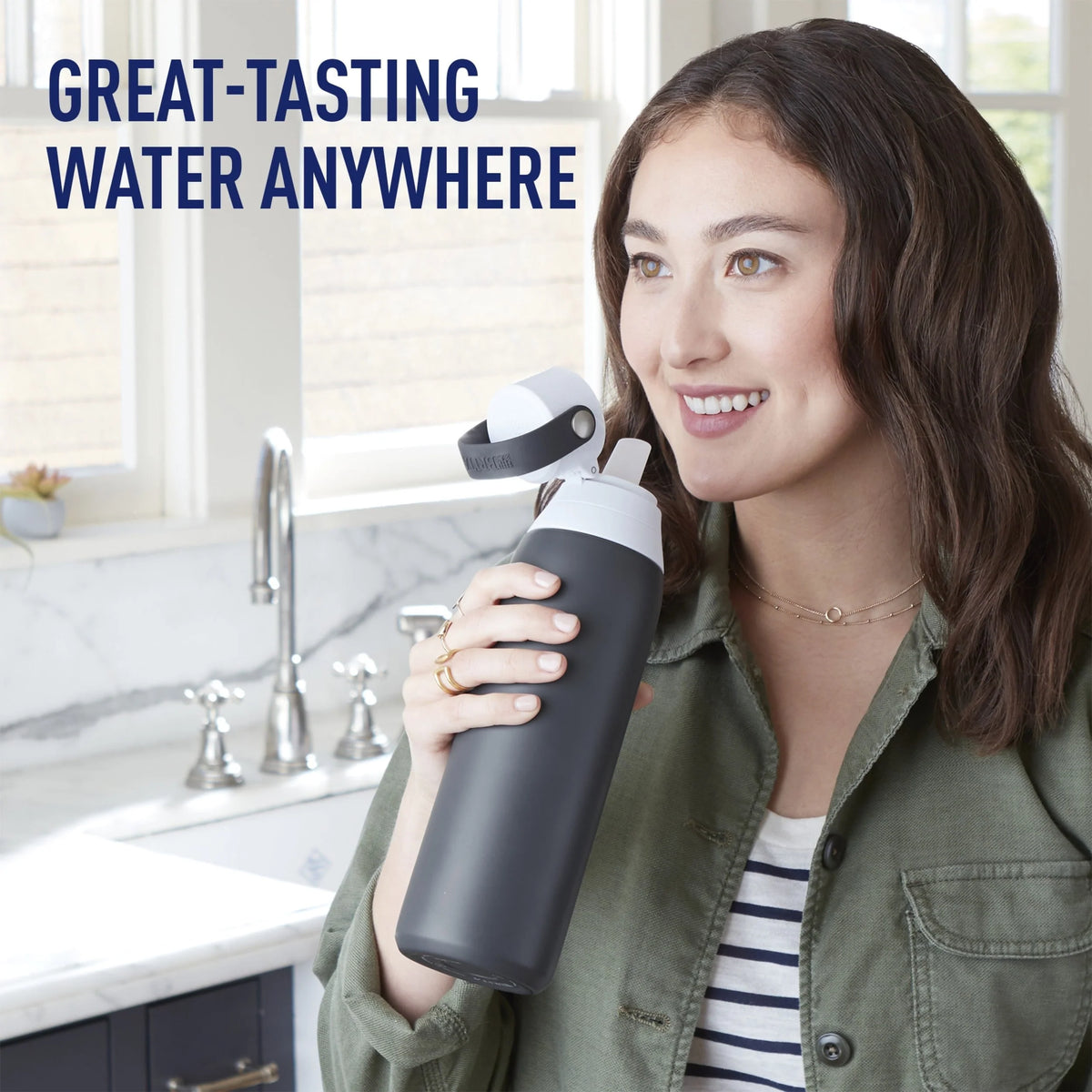 20 oz Stainless Steel Insulated Water Bottle with Straw W74875