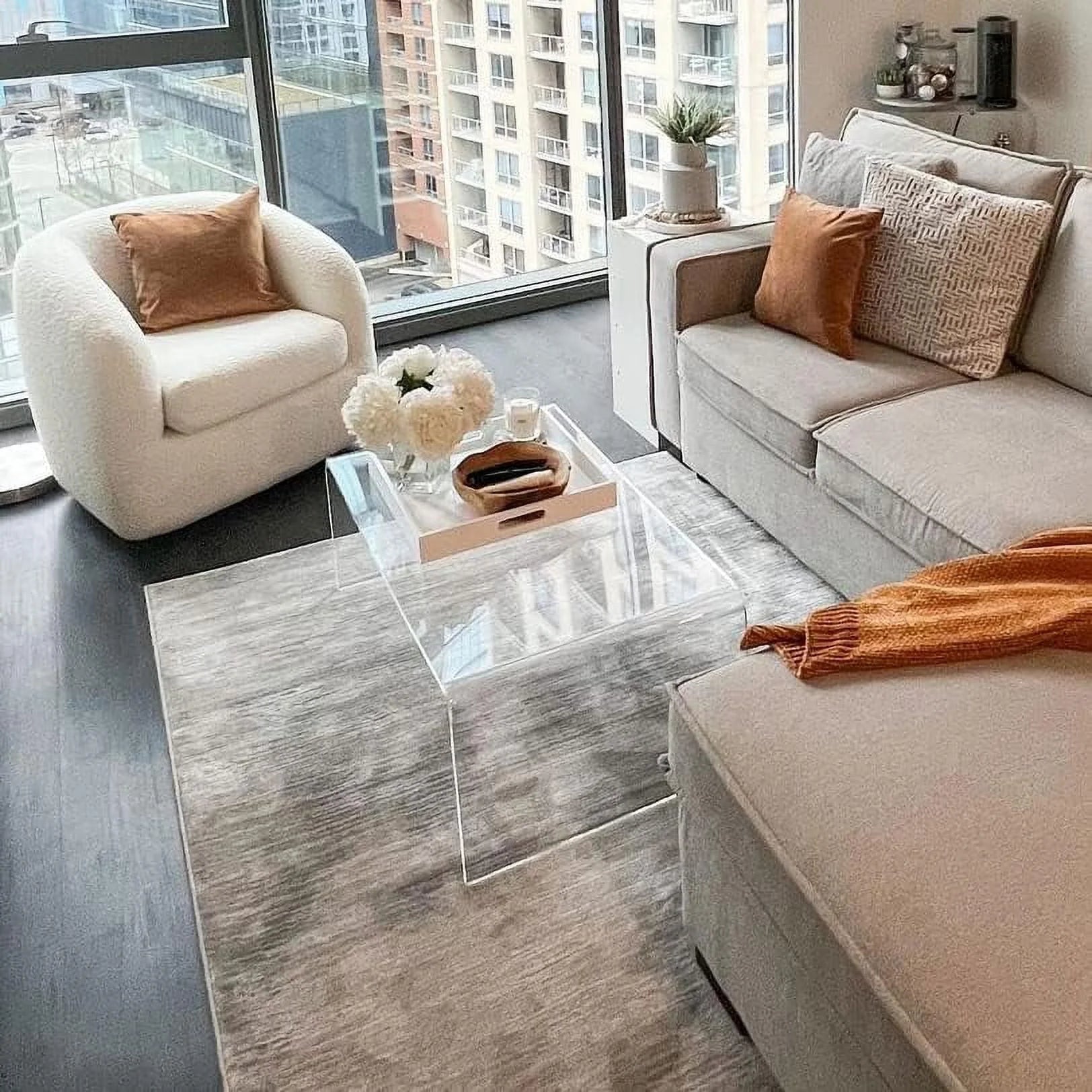 Acrylic Coffee Table with Waterfall Edges A79356