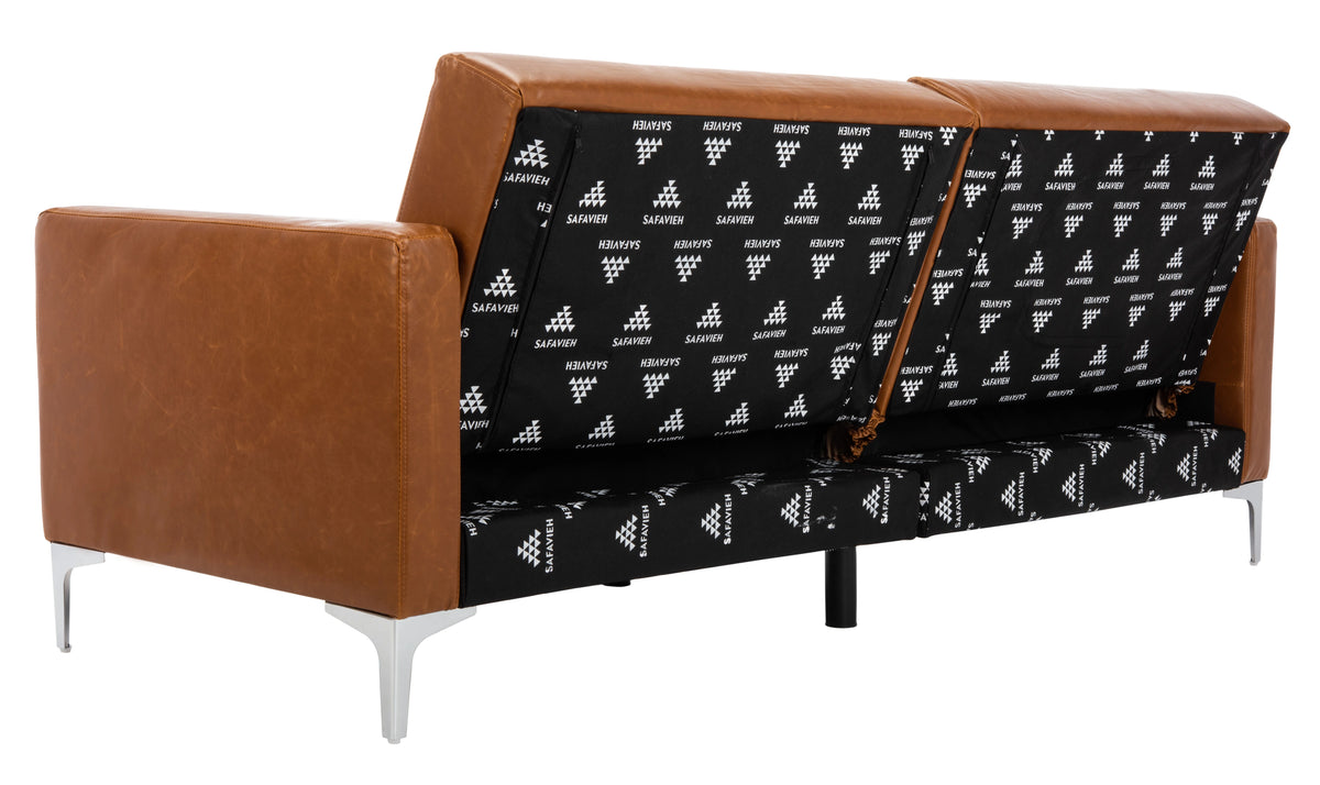 Cognac/Chrome Foldable Futon Bed S696411