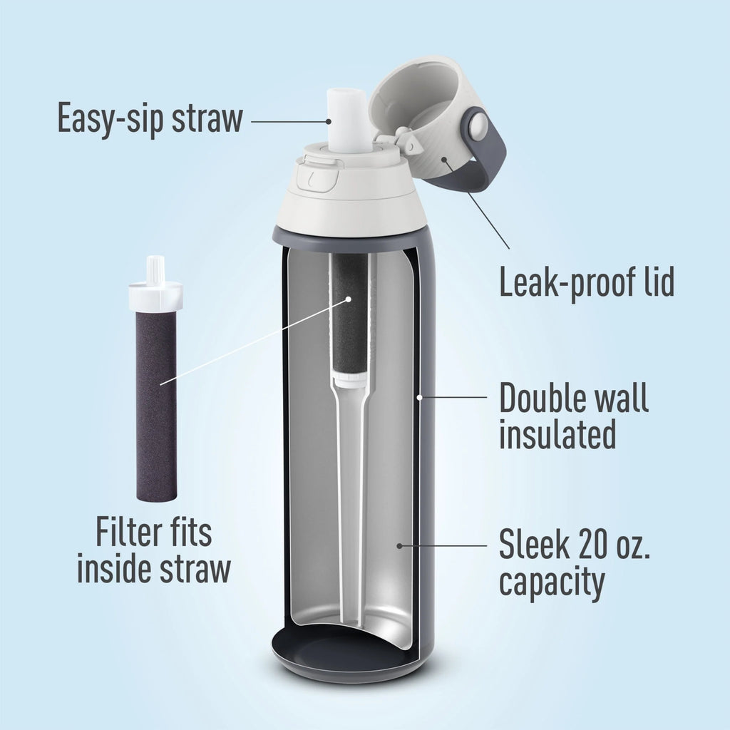 20 oz Stainless Steel Insulated Water Bottle with Straw W74875
