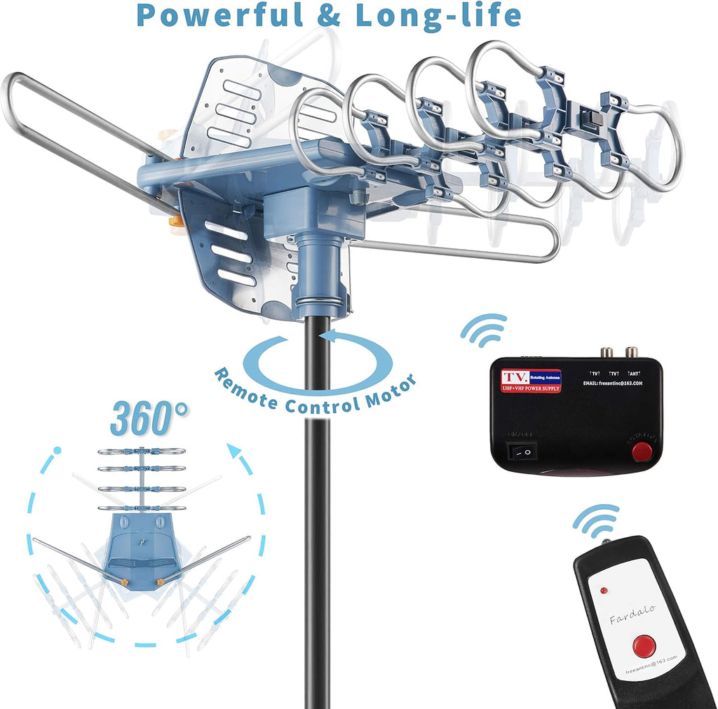 150 Miles Outdoor TV Antenna with 60FT RG6 Cable K9164