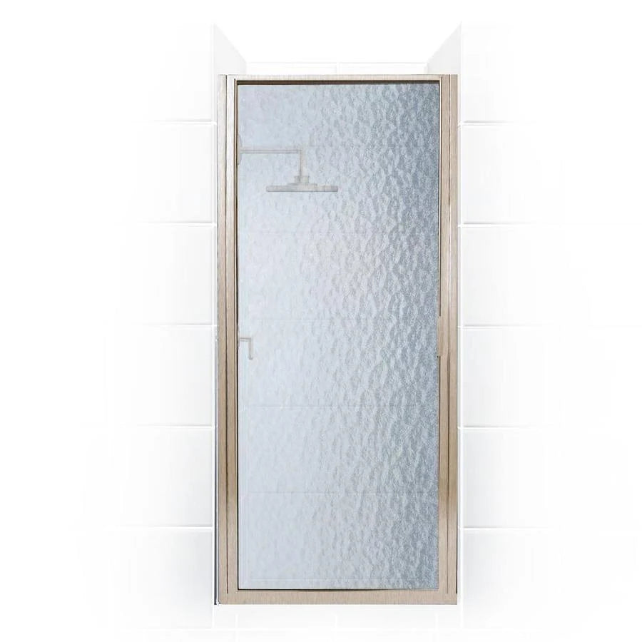 Framed Continuous Hinge Shower Door with Obscure Glass Brushed Nickel Z1961